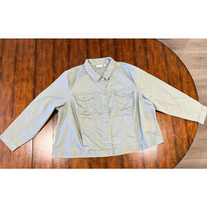 Belle by Kim Gravel Classic Jean Jacket Green Tea - Plus Size 4x   (see pics)